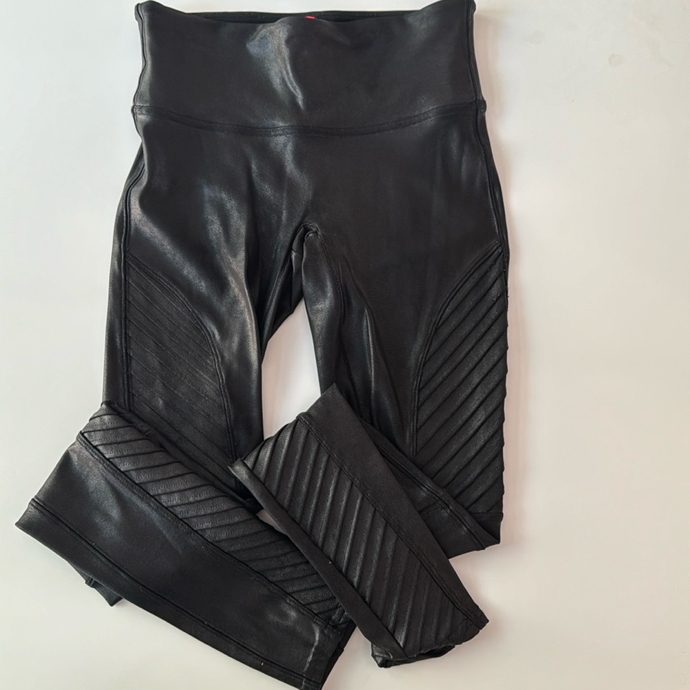 Spanx faux leather moto leggings size small